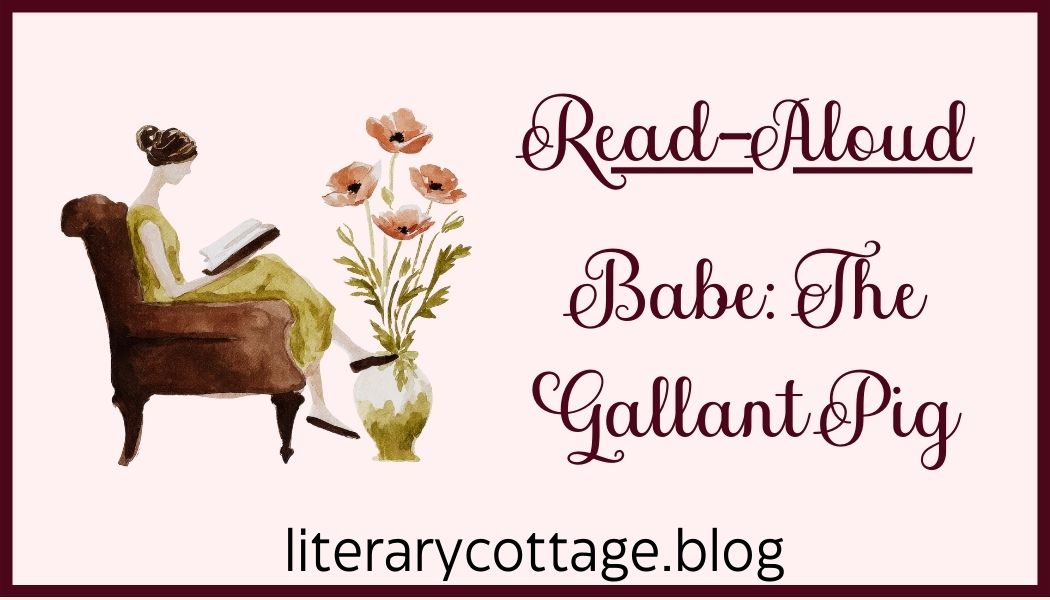 woman sitting in cozy chair reading a book for read-aloud review of babe the gallant pig
